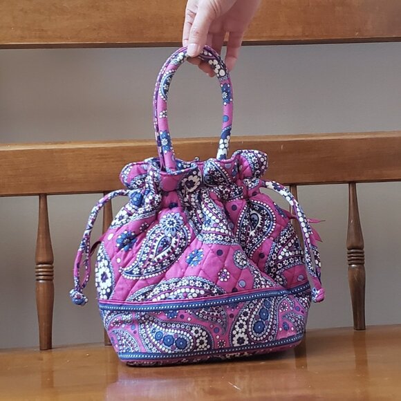 Vera Bradley Boysenberry Bucket and Drawstring Emma Purple Paisley Bag - Picture 2 of 7